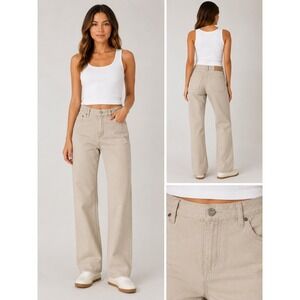 Rowan Merilee Sand Beige Canvas Wide Leg High Rise Pants WWPT0007 Size 24